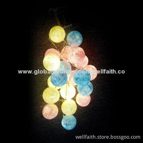 Holiday/Party Decorated LED Cotton Ball String Lights with Patio Decorated, 0.06W Rated Power